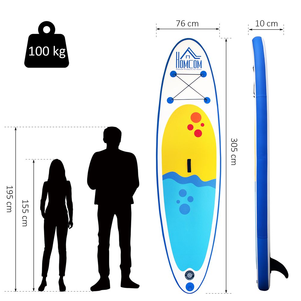 10ft Inflatable Surfing Boards W/ Paddle, Fix Bag, Air Pump, Backpack HOMCOM